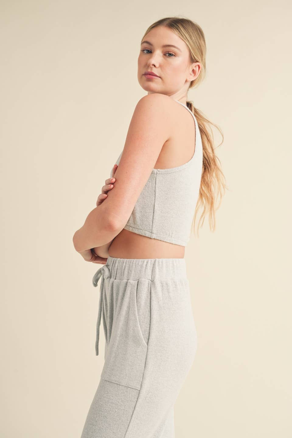 Soft Brushed Hacci Lounge Tank and Pants Set