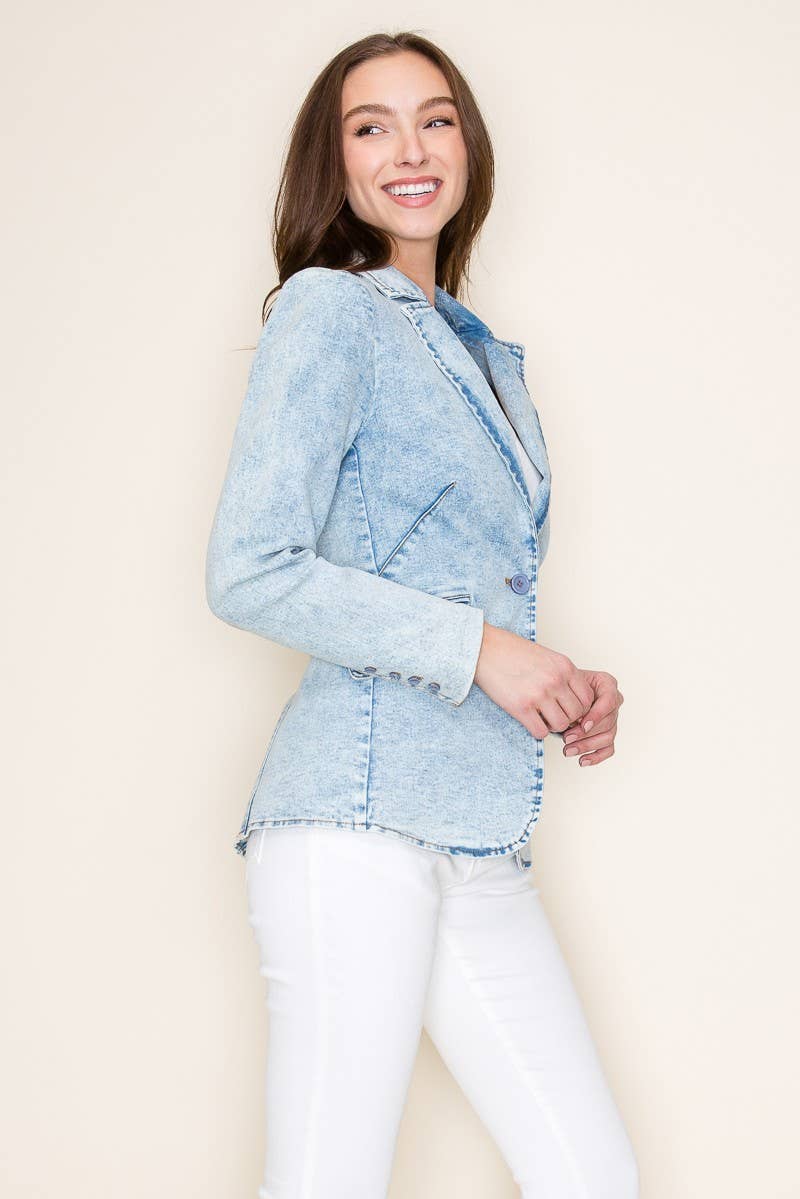 PREMIUM STRUCTURED LINED DENIM BLAZER 6440JIA