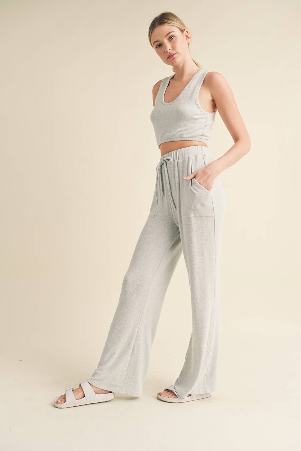 Soft Brushed Hacci Lounge Tank and Pants Set