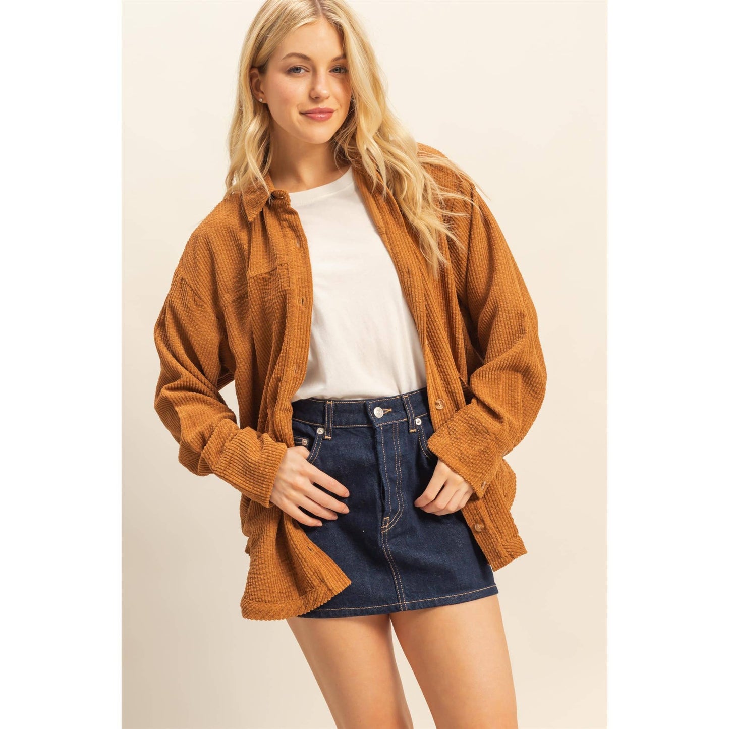 Classic Corduroy Shacket With Pockets