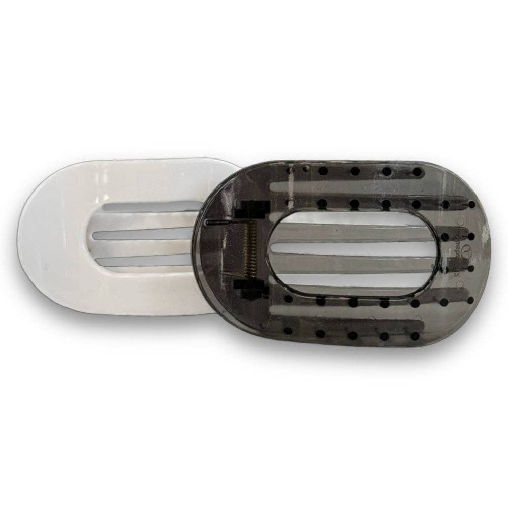 Large Oval Clip Set of 2 - Grey + White