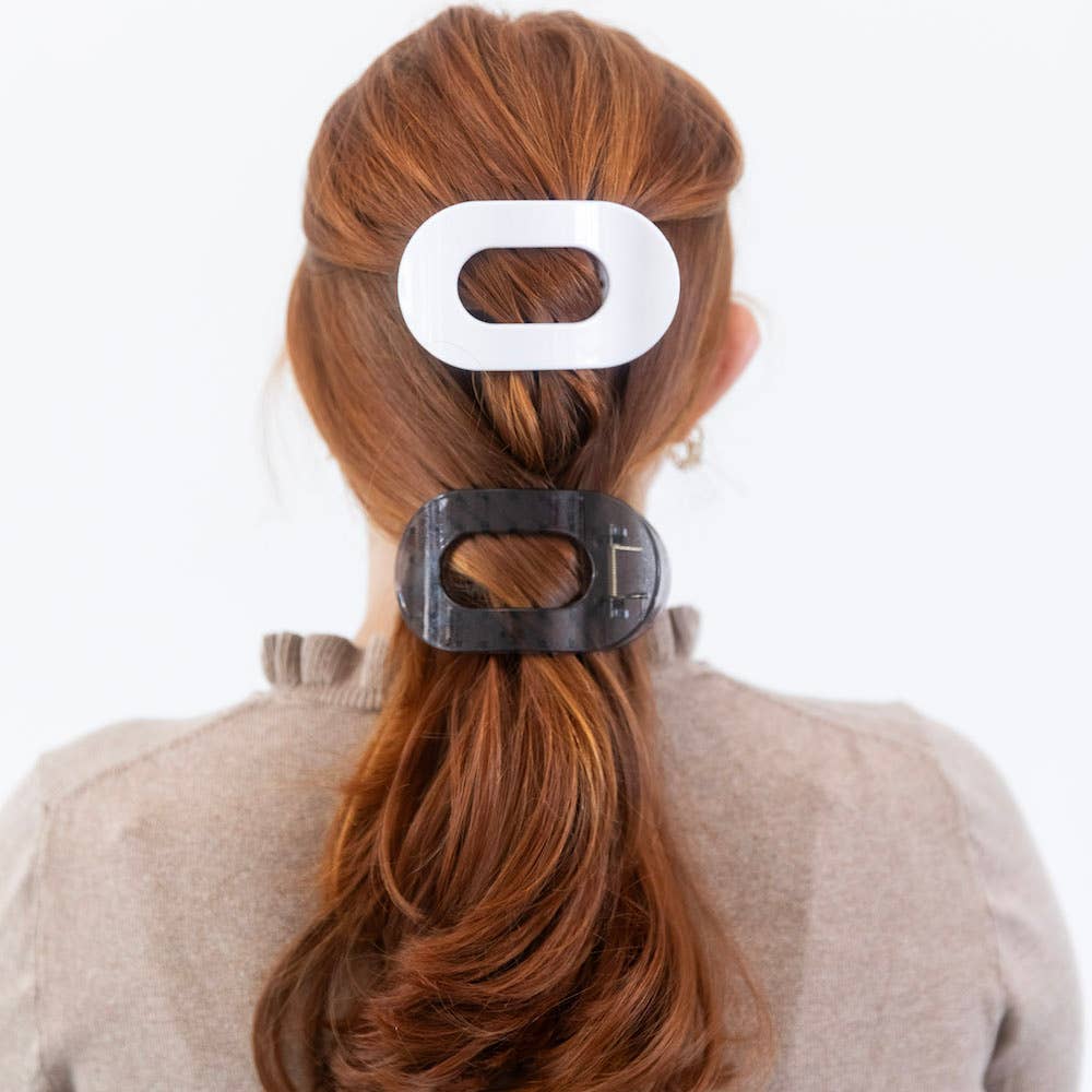 Large Oval Clip Set of 2 - Grey + White