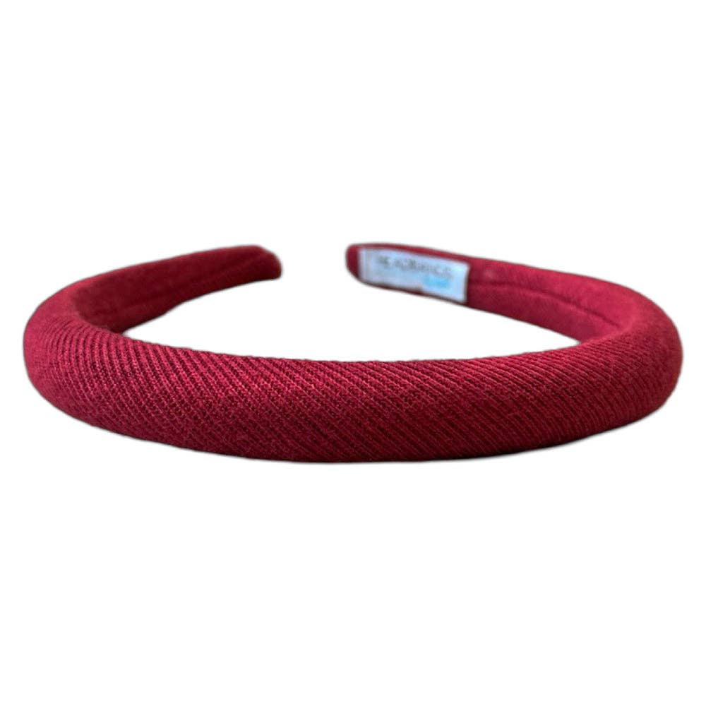 Padded Thin Velvet Headband - Crimson Red