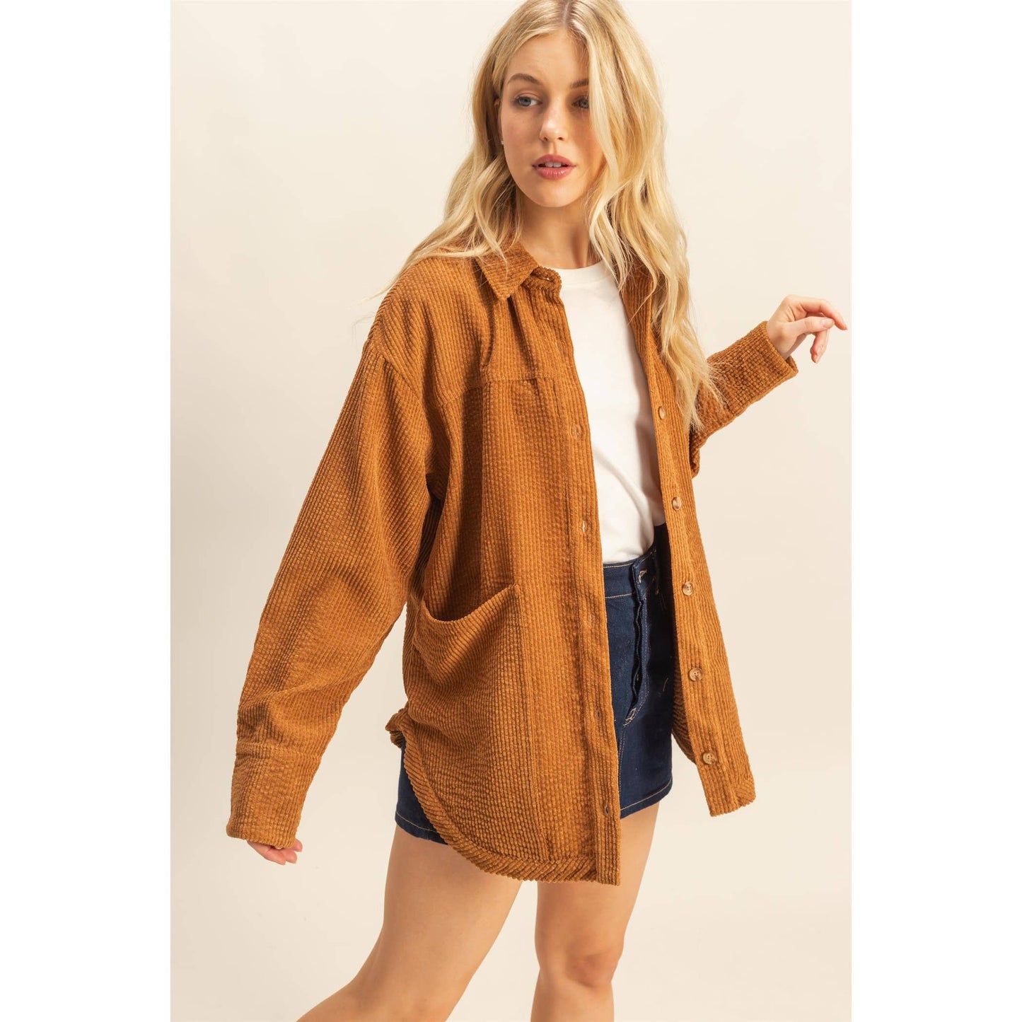 Classic Corduroy Shacket With Pockets