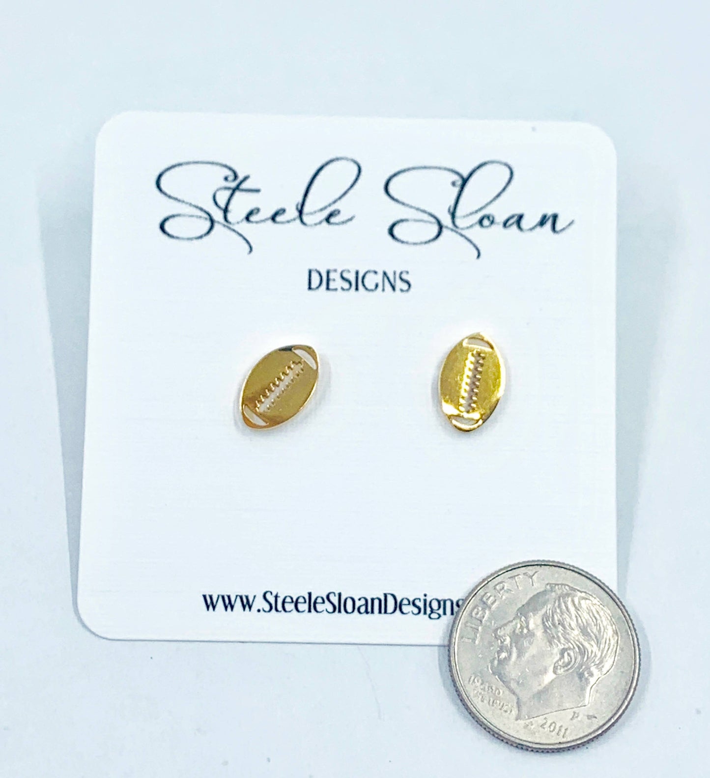 Football Gold Stud Earrings, Football Gift, Cheerleader
