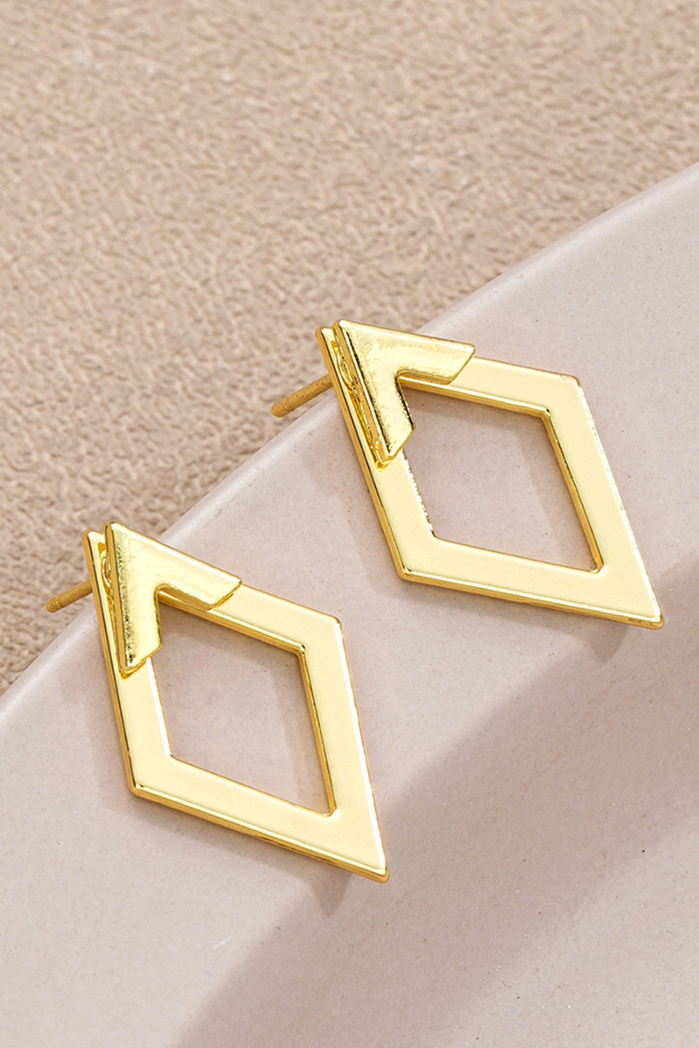 LDC Rhombus Shape Plated Alloy Stud Earrings