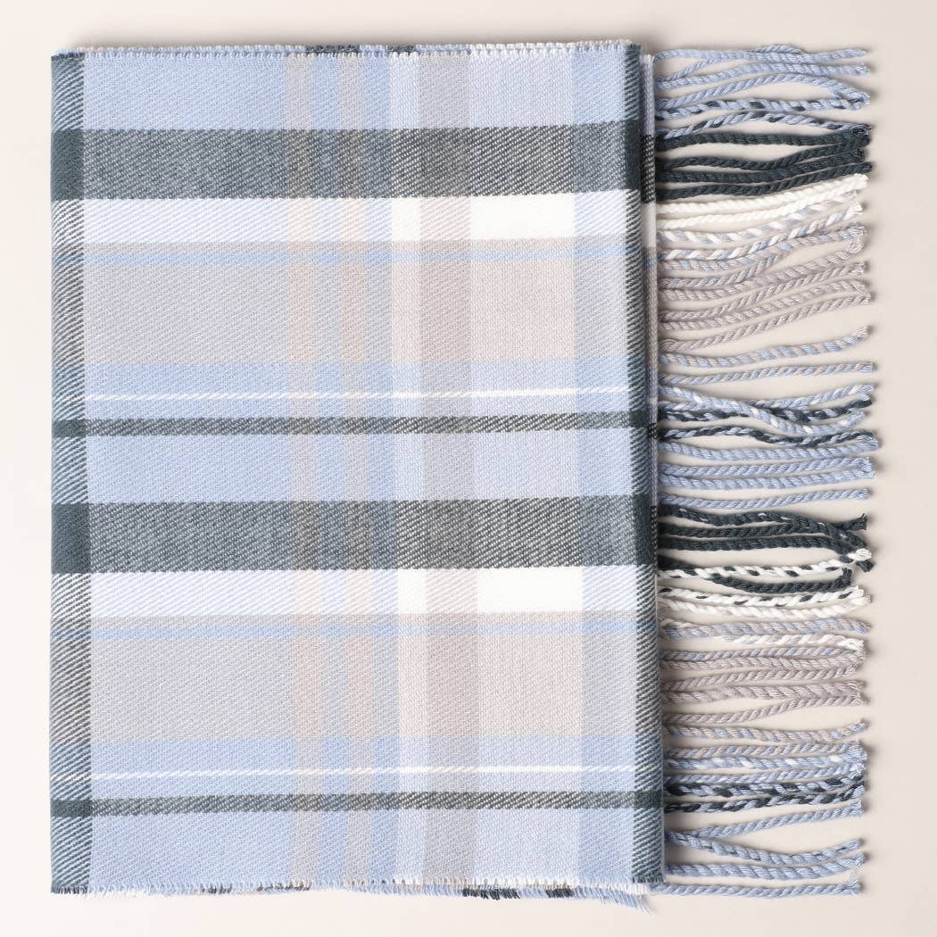 Cashmere Feel Plaid Pattern Scarf - Multiple-Pattern Print
