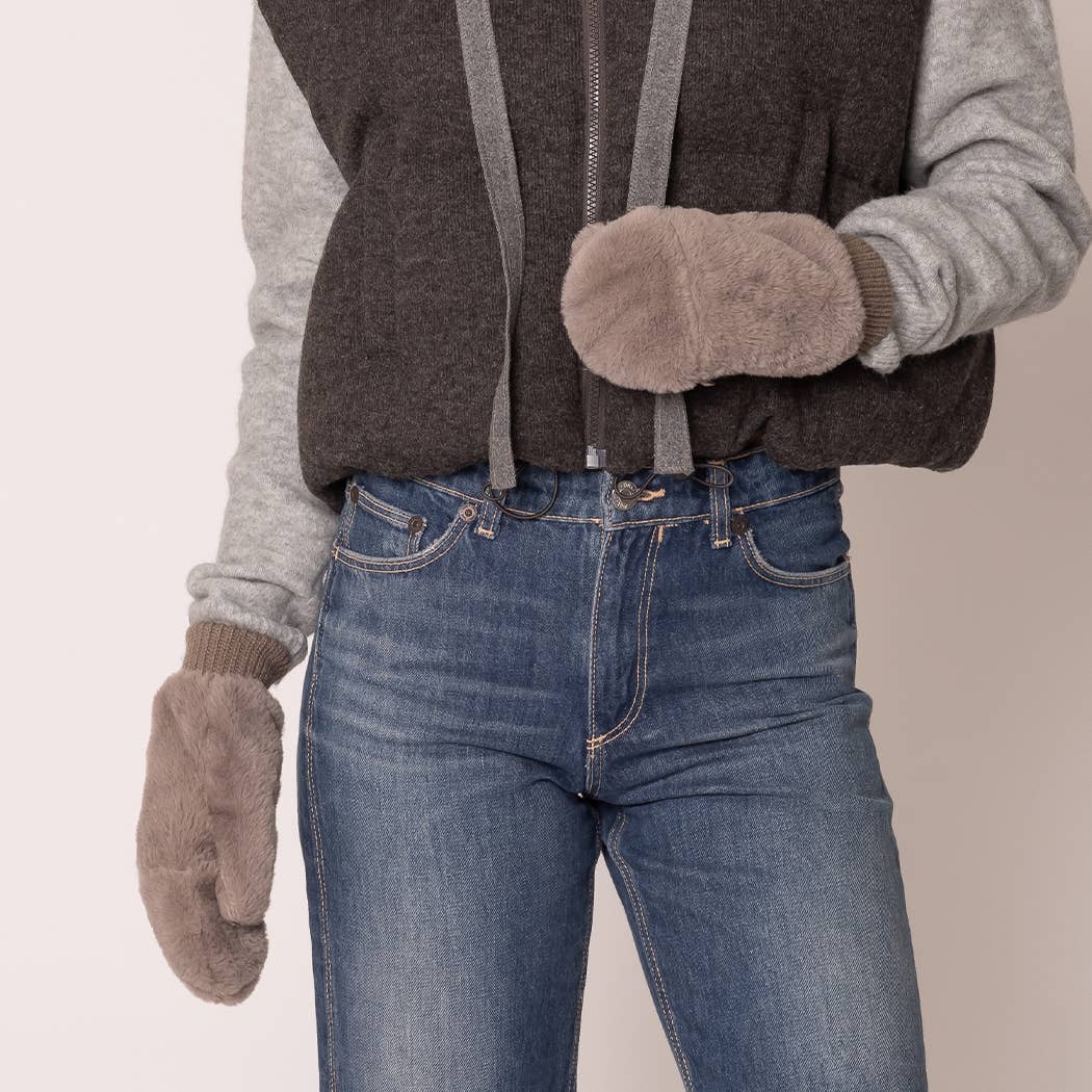 Solid Faux Fur Mittens