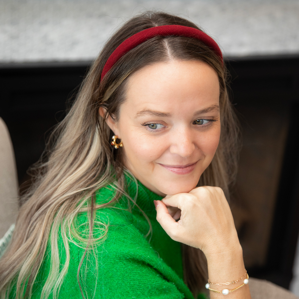 Padded Thin Velvet Headband - Crimson Red