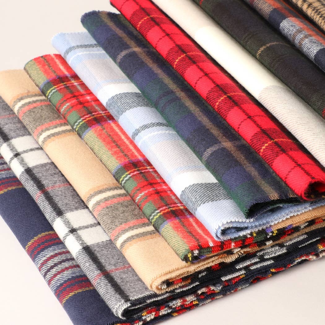 Cashmere Feel Plaid Pattern Scarf - Multiple-Pattern Print