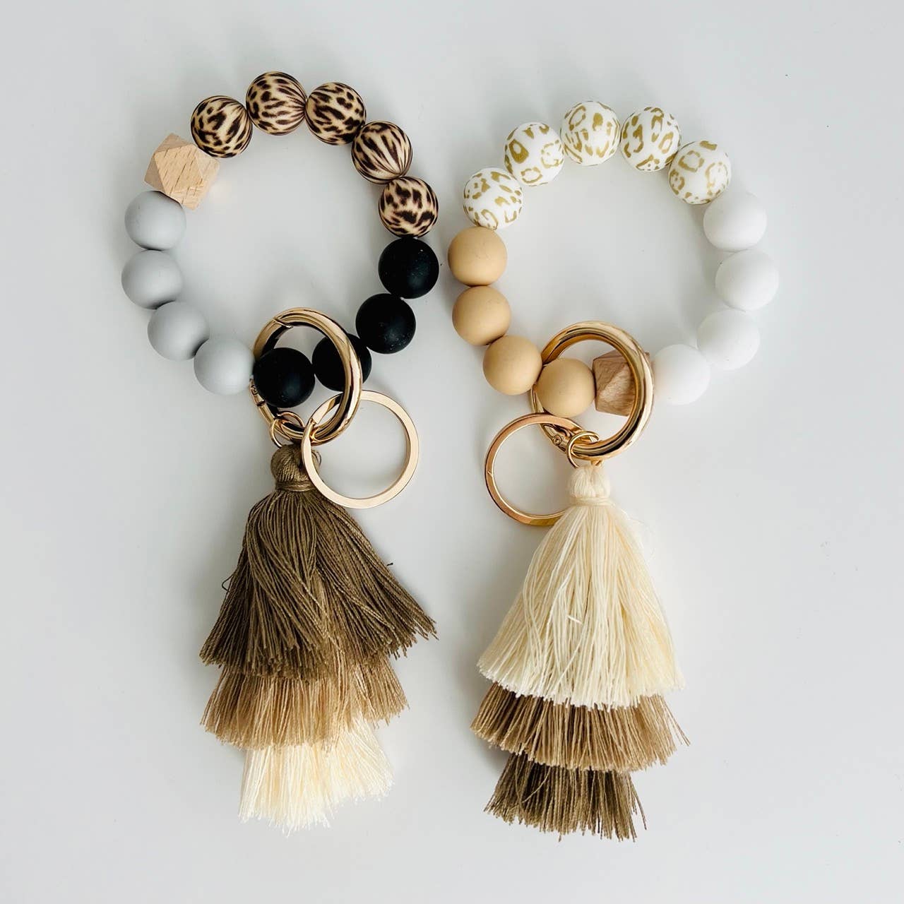 Bangle Keychain | Silicone Wristlet Key Ring | Ombre Tassel