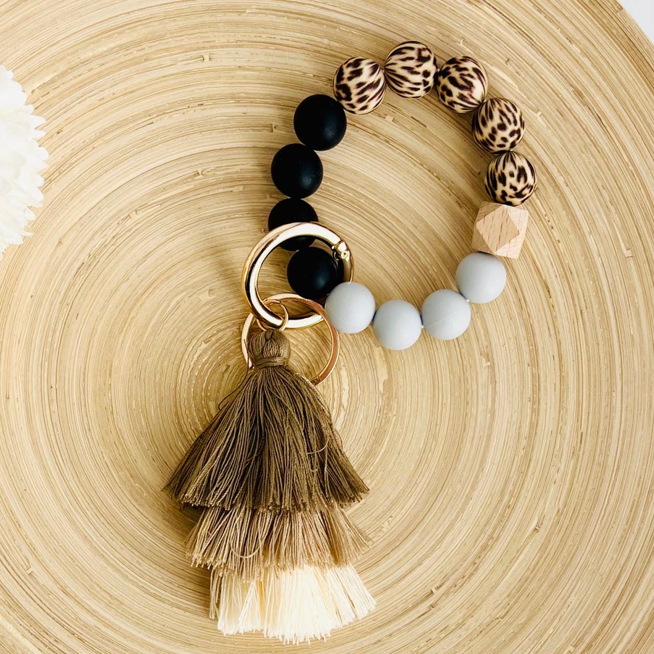 Bangle Keychain | Silicone Wristlet Key Ring | Ombre Tassel