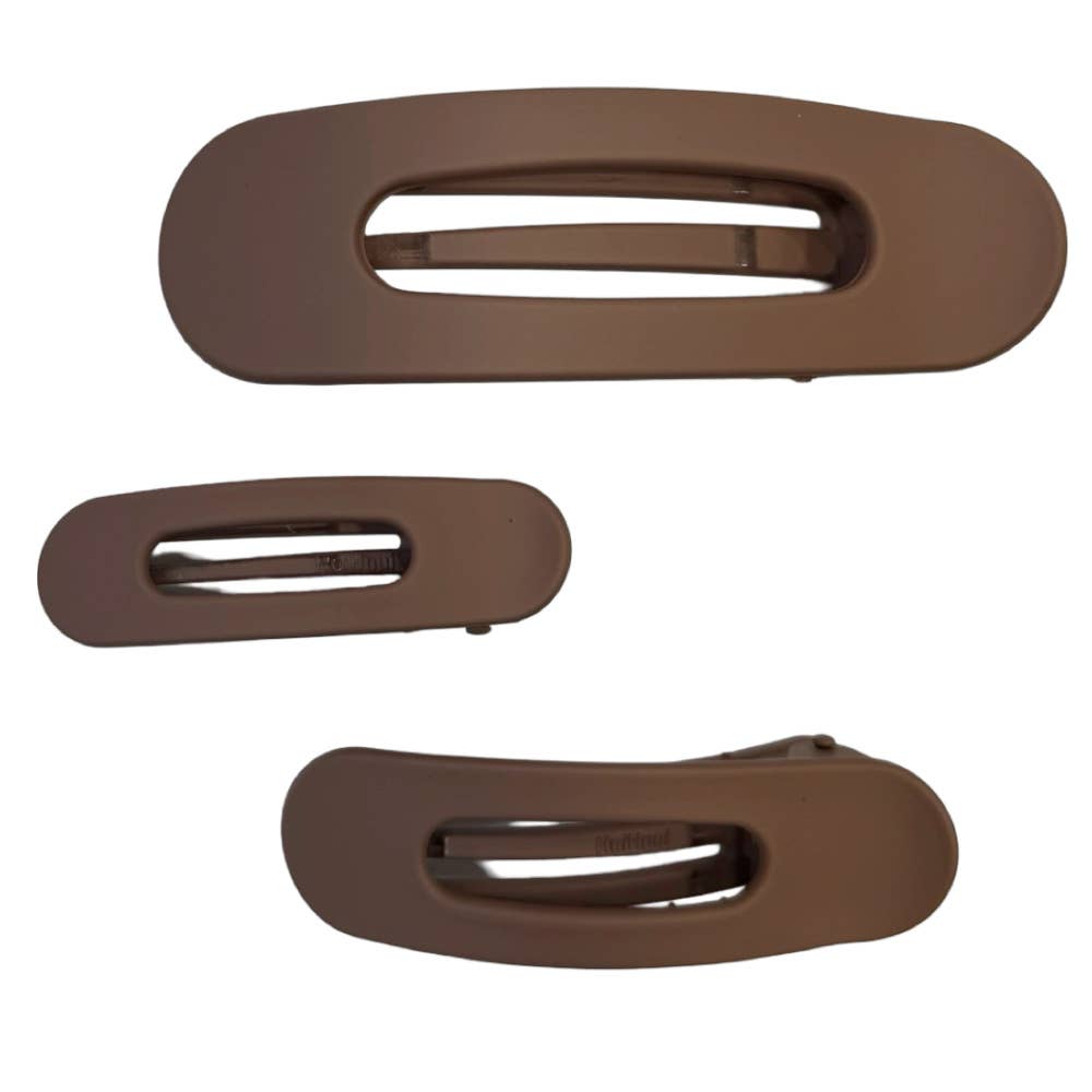 Mixed Size Flat Lay Clip Set of 3 - Brown