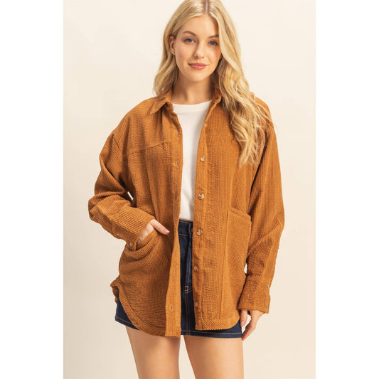 Classic Corduroy Shacket With Pockets