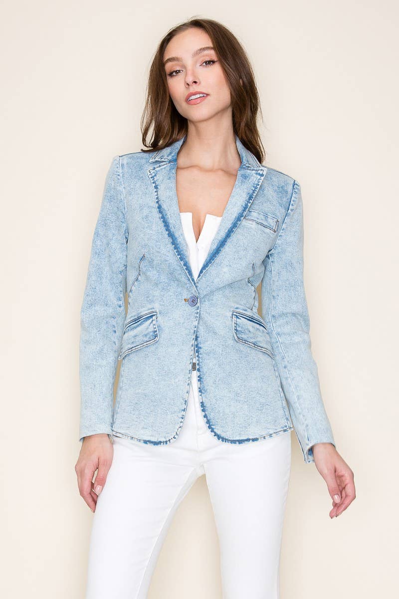 PREMIUM STRUCTURED LINED DENIM BLAZER 6440JIA