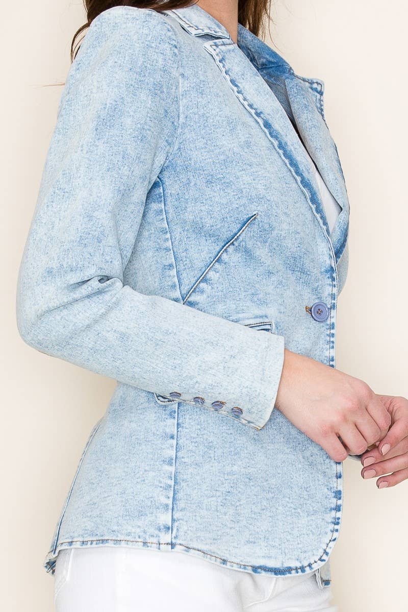 PREMIUM STRUCTURED LINED DENIM BLAZER 6440JIA