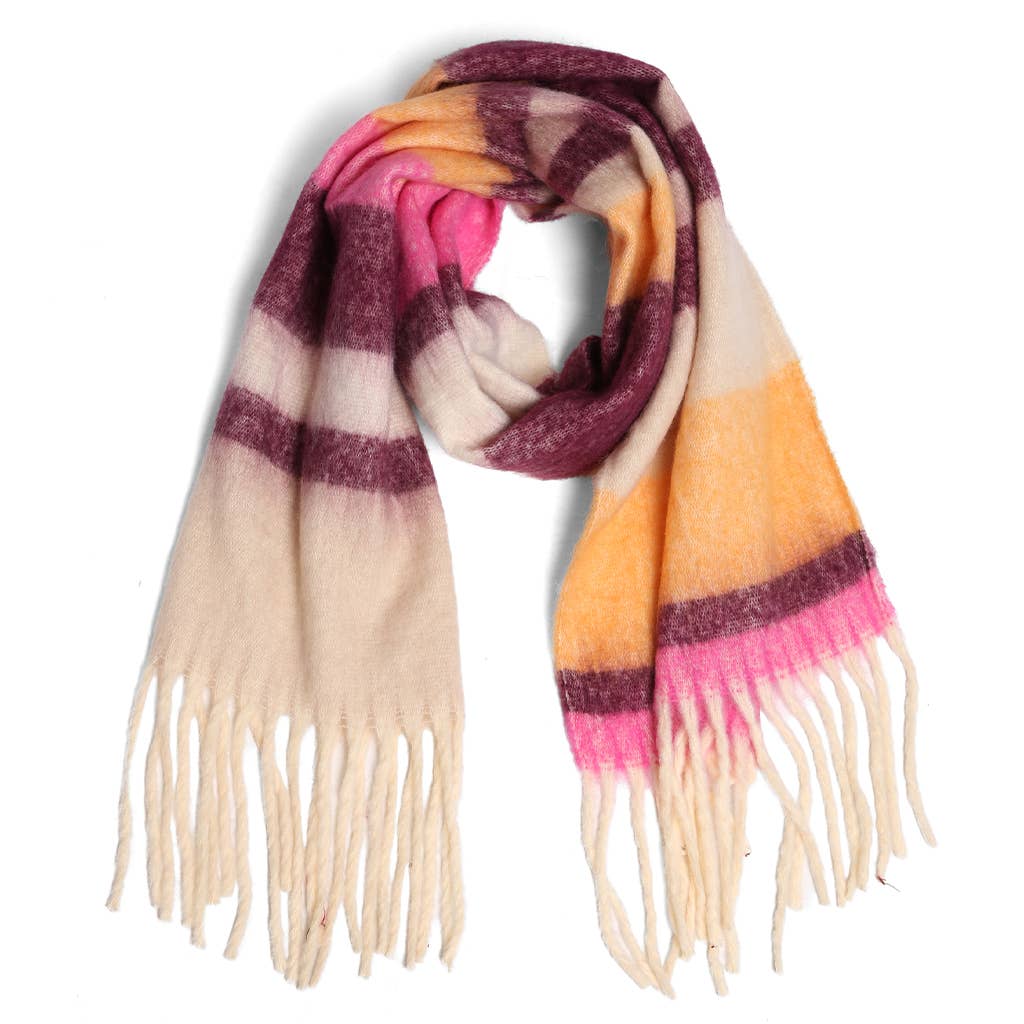 Rainbow Color Striped Chunky Oblong Scarf Shawl