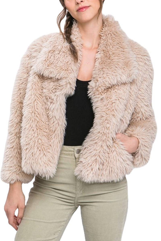 Mid Waist Faux Fur Coat