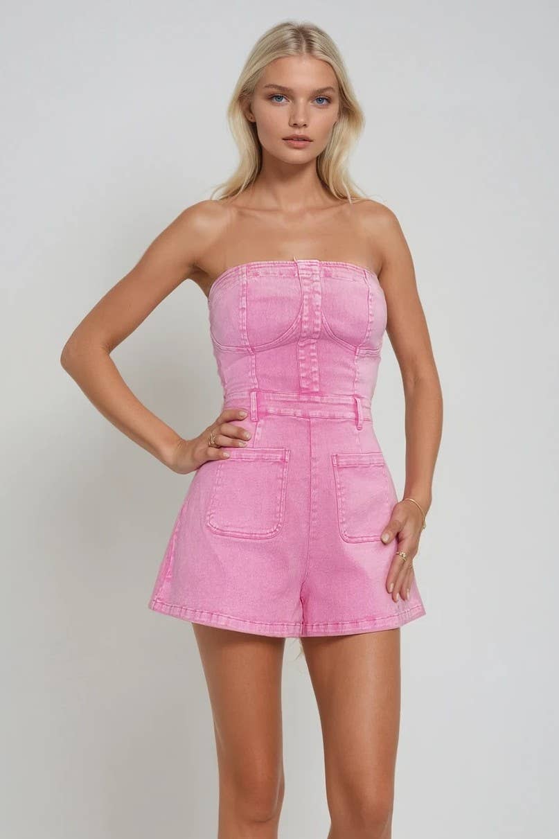 LIGHT DENIM STRAPLESS ROMPER 4407RIA