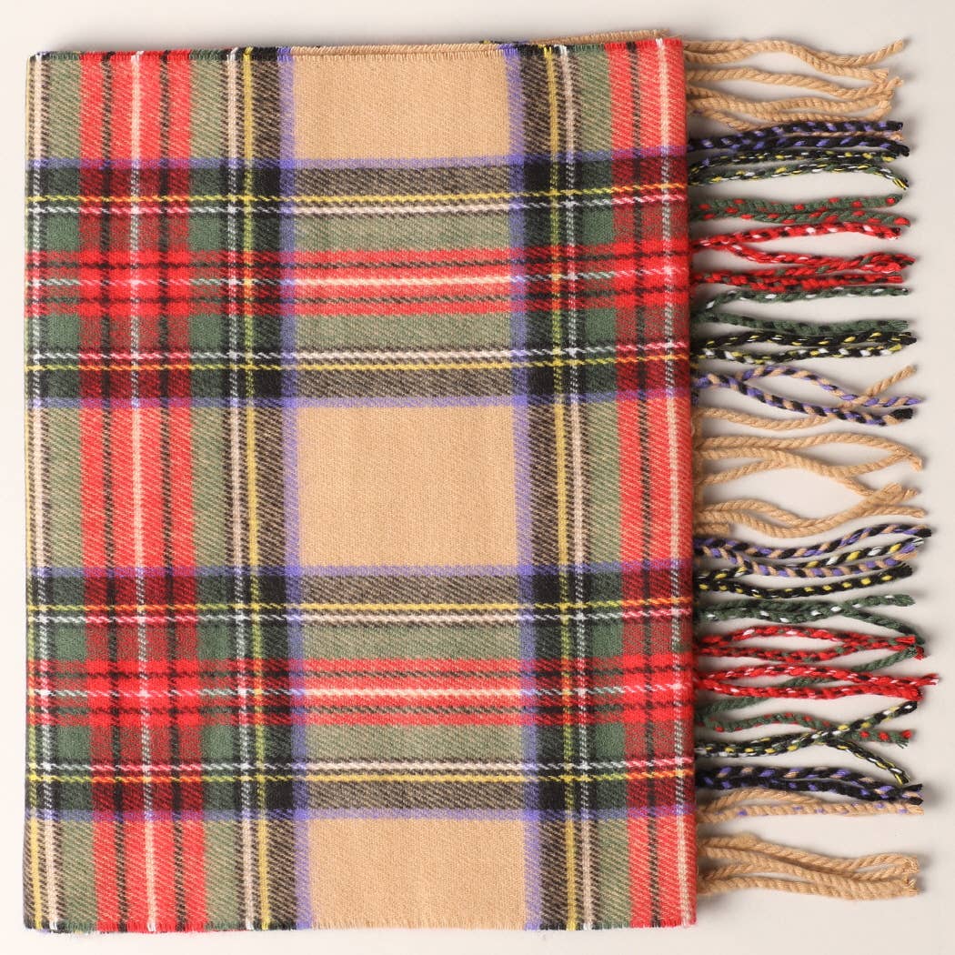 Cashmere Feel Plaid Pattern Scarf - Multiple-Pattern Print