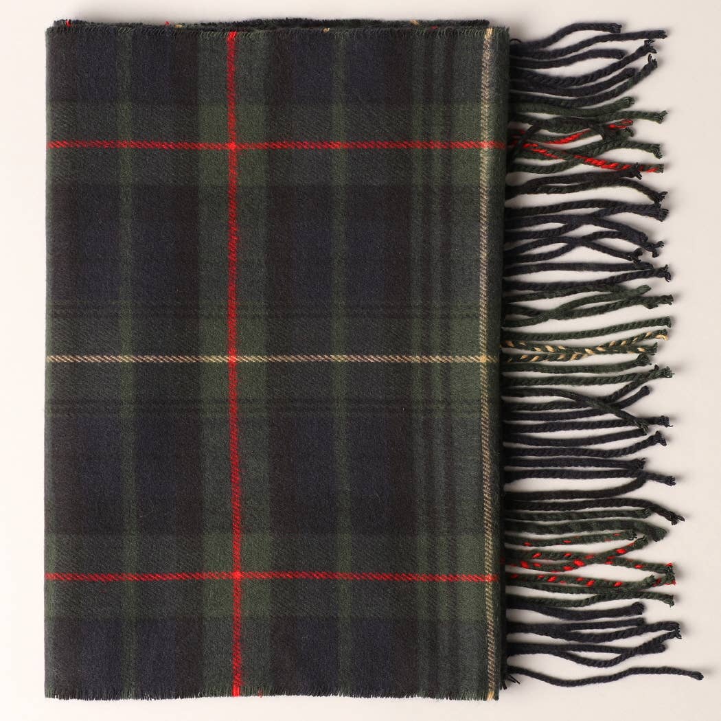 Cashmere Feel Plaid Pattern Scarf - Multiple-Pattern Print