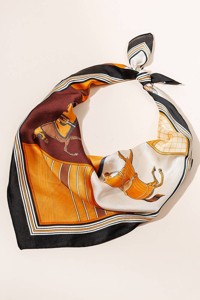 Horses with Pattern Square Silky Scarf