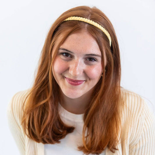 Thin Solid Headband - Yellow |Teeth Comb Non-Slip Headband