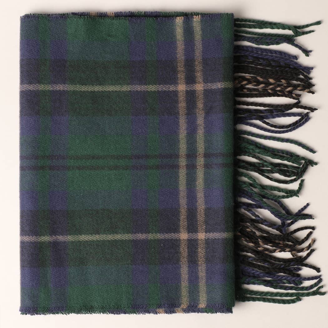 Cashmere Feel Plaid Pattern Scarf - Multiple-Pattern Print