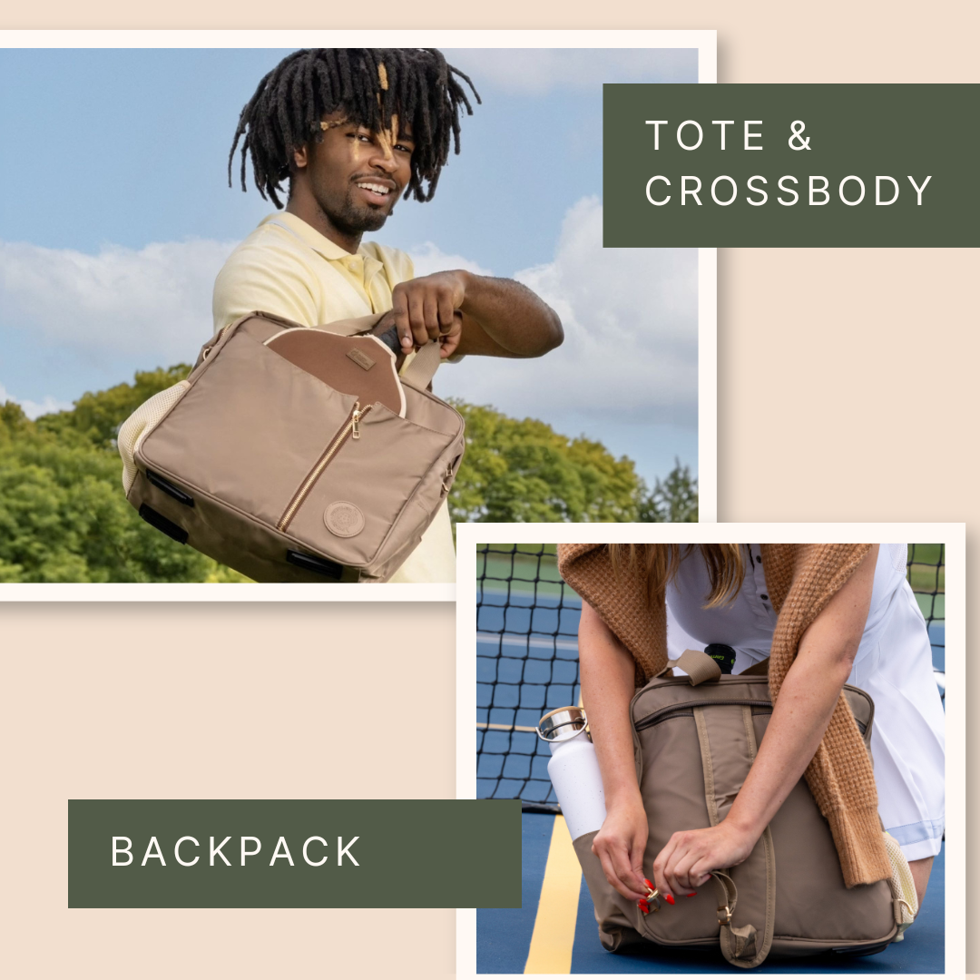 Pickleball Bag – 3-in-1 Tote, Crossbody, Backpack in Brown