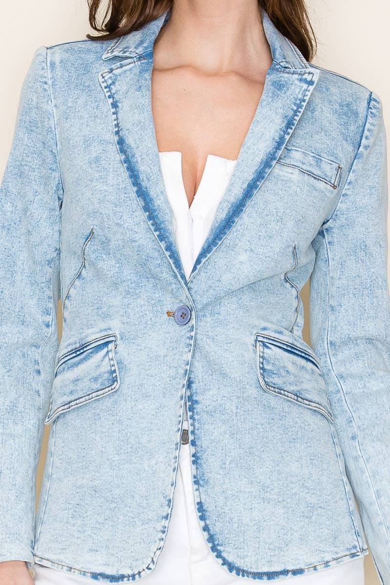 PREMIUM STRUCTURED LINED DENIM BLAZER 6440JIA