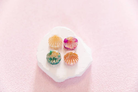 Mini Seashell Clip Set of 2 - Coral + Pink