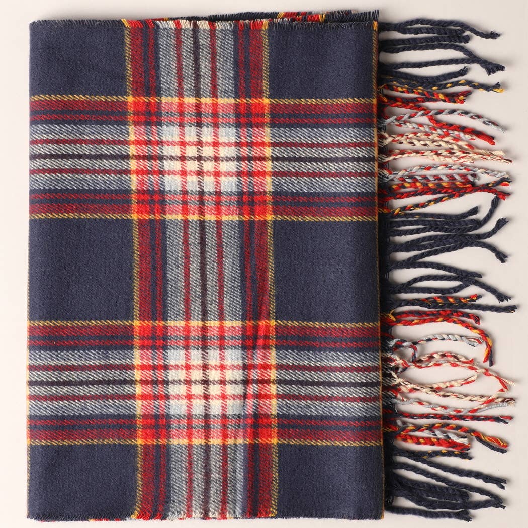 Cashmere Feel Plaid Pattern Scarf - Multiple-Pattern Print