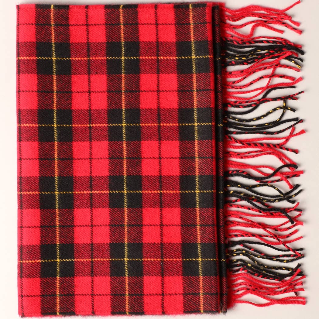 Cashmere Feel Plaid Pattern Scarf - Multiple-Pattern Print