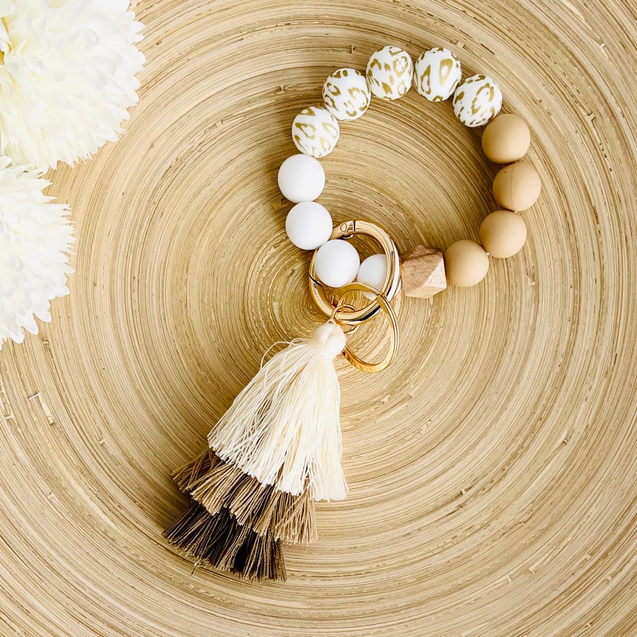 Bangle Keychain | Silicone Wristlet Key Ring | Ombre Tassel
