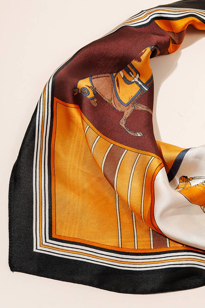 Horses with Pattern Square Silky Scarf
