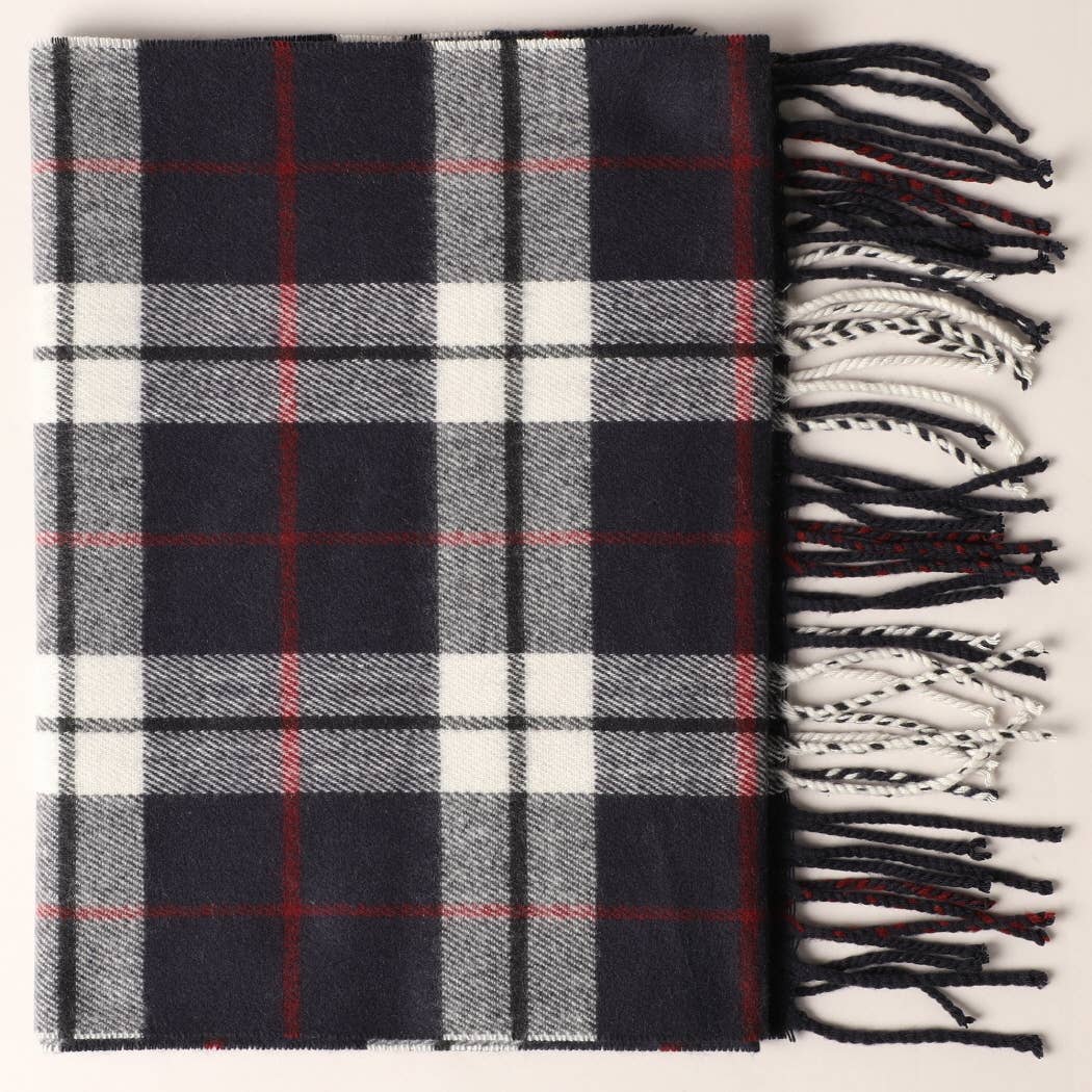 Cashmere Feel Plaid Pattern Scarf - Multiple-Pattern Print