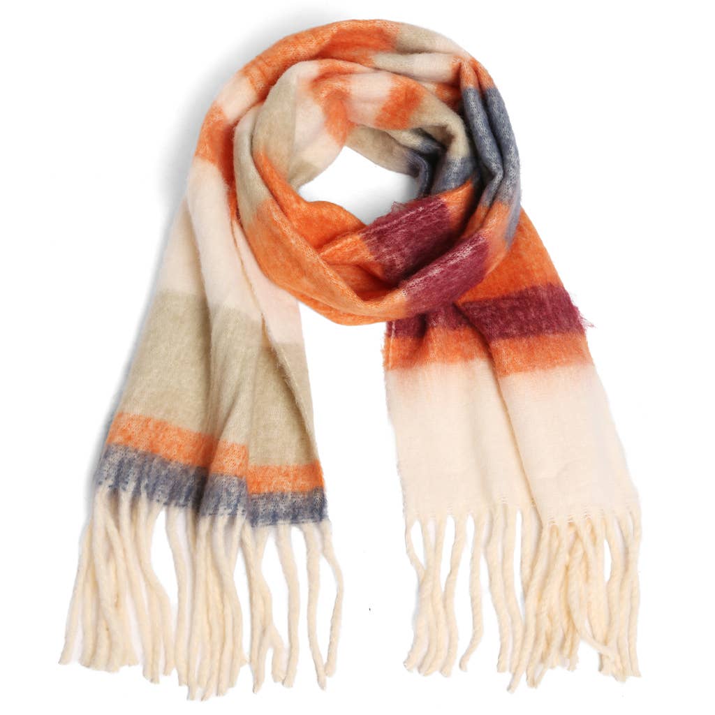 Rainbow Color Striped Chunky Oblong Scarf Shawl