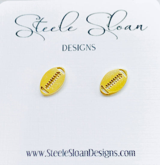 Football Gold Stud Earrings, Football Gift, Cheerleader